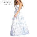 Latest Western Patterns Floral Maxi Glitter White Party Women Elegant Dress For Ladies